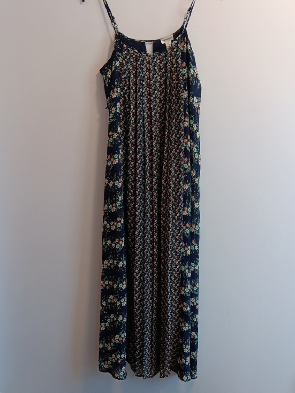 Motherhood Maternity Navy Floral Maxi Dress with Adjustable Spaghetti Straps